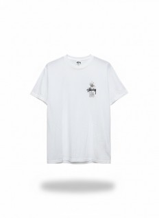 לצפייה במוצר חולצת T לבנה Stussy עם הדפס כתר קטן (True Fits)